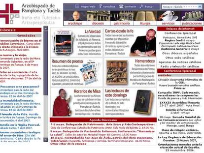 Página <i>web</i> del arzobispado de Pamplona y Tudela.
