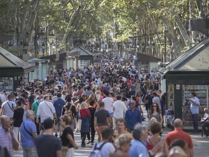 La Rambla de Barcelona, pocos días después del atentado de 2017.