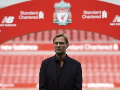 J&uuml;gen Klopp, durante la presentaci&oacute;n con el Liverpool.