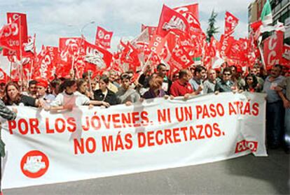 Imagen de la manifestación celebrada en Badajoz en contra de la reforma laboral.