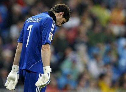 Casillas, durante el partido ante el Sevilla