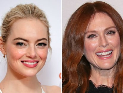 Las actrices Emma Stone y Julianne Moore.