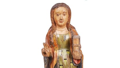 La santa con el escudo de Pere II en el pecho que ha adquirido la Generalitat.