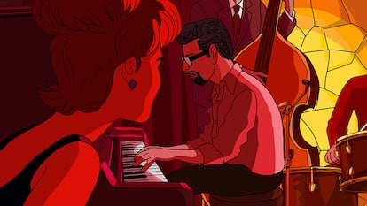 Una imagen de 'Dispararon al pianista', de Fernando Trueba y Javier Mariscal, con Tenorio Júnior al piano.