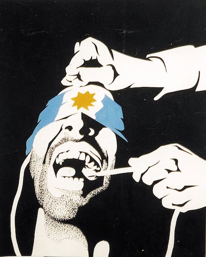 Obra de Julio Le Parc para la exposición 'Contra la represión, la tortura y la pena de muerte', que organizó el Frente Antiimperialista de Artistas de Rosario en Argentina, en 1972.