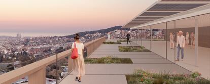 Imagen simulada con las vistas desde el nuevo edificio Vall d´Hebron, cuya construcción se prevé que finalice en 2026.