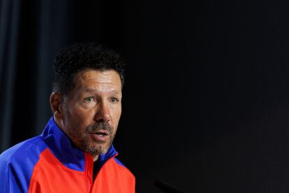 Simeone, durante la rueda de prensa previa al partido de este domingo ante el Leganés.