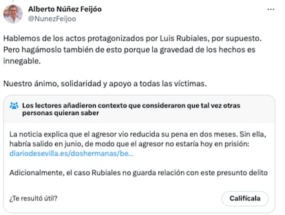 Nota de la Comunidad a un tuit de Alberto Núñez Feijóo