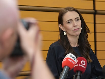 NAPIER, NEW ZEALAND - JANUARY 19: New Zealand Prime Minister Jacinda Ardern announces her resignation at the War Memorial Centre on January 19, 2023 in Napier, New Zealand. (Photo by Kerry Marshall/Getty Images)
