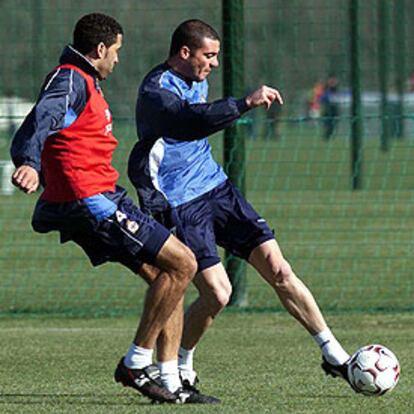 Naybet y Pandiani, en el entrenamiento de ayer del Deportivo.