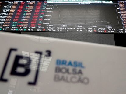 Fotografía de un tablero que muestra los valores de la Bolsa de Sao Paulo, en Sao Paulo (Brasil).EFE/ Sebastiao Moreira

