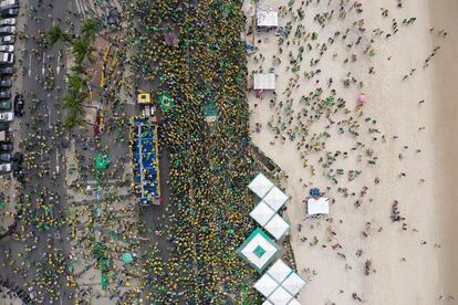 Vista aérea de la manifestación bolsonarista de este martes en Brasilia. 