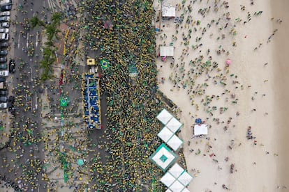 Vista aérea de la manifestación bolsonarista de este martes en Brasilia.
