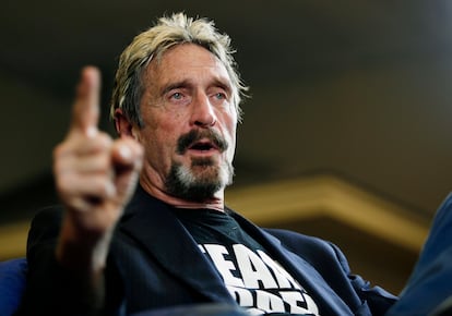 A 2015 file photo of internet security pioneer John McAfee.