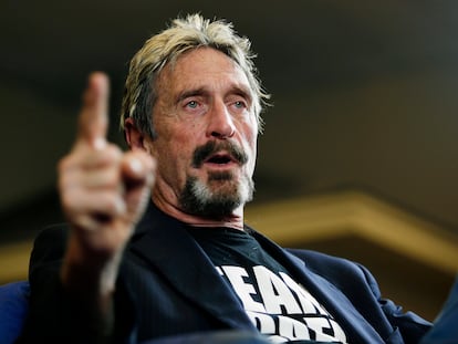 A 2015 file photo of internet security pioneer John McAfee.