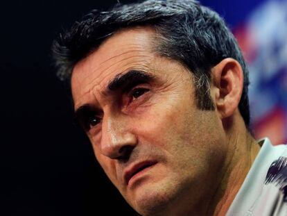 Ernesto Valverde, durante una rueda de prensa.