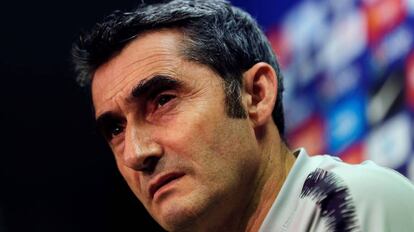 Ernesto Valverde, durante una rueda de prensa.