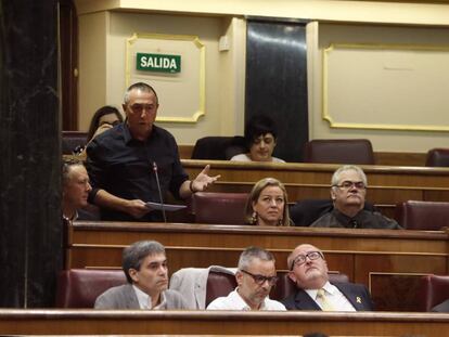 El portavoz de Compromís Joan Baldoví, en la sesión de control en el Congreso de los Diputados.