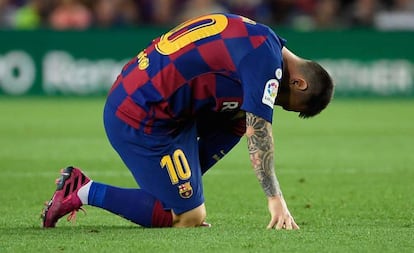 Messi, durante el partido entre el Barcelona y el Villarreal en el Camp Nou.