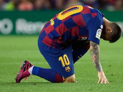 Messi, durante el partido entre el Barcelona y el Villarreal en el Camp Nou.