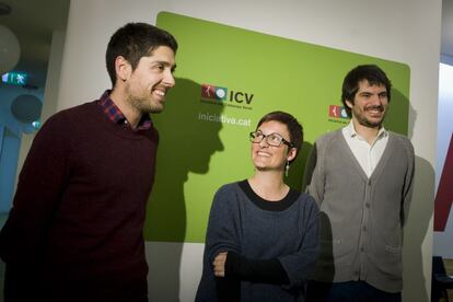 Las tres nuevas caras de ICV, David Cid, Marta Rivas y Ernest Urtasun.