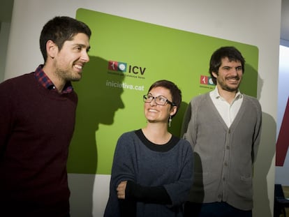 Las tres nuevas caras de ICV, David Cid, Marta Rivas y Ernest Urtasun.