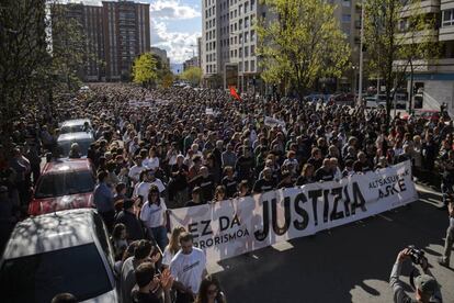 Manifestación en Pamplona en apoyo a los procesados por agredir a dos guardia civiles y sus parejas en Alsasua.