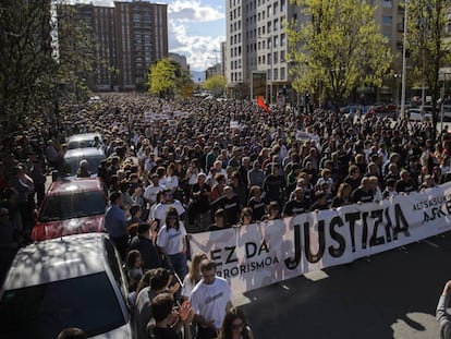 Manifestación en Pamplona en apoyo a los procesados por agredir a dos guardia civiles y sus parejas en Alsasua.