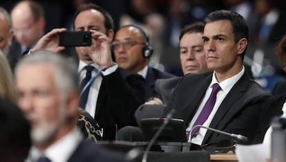 El presidente Pedro Sánchez, en la sesión inaugural de la Cumbre del Clima en Katowice (Polonia).