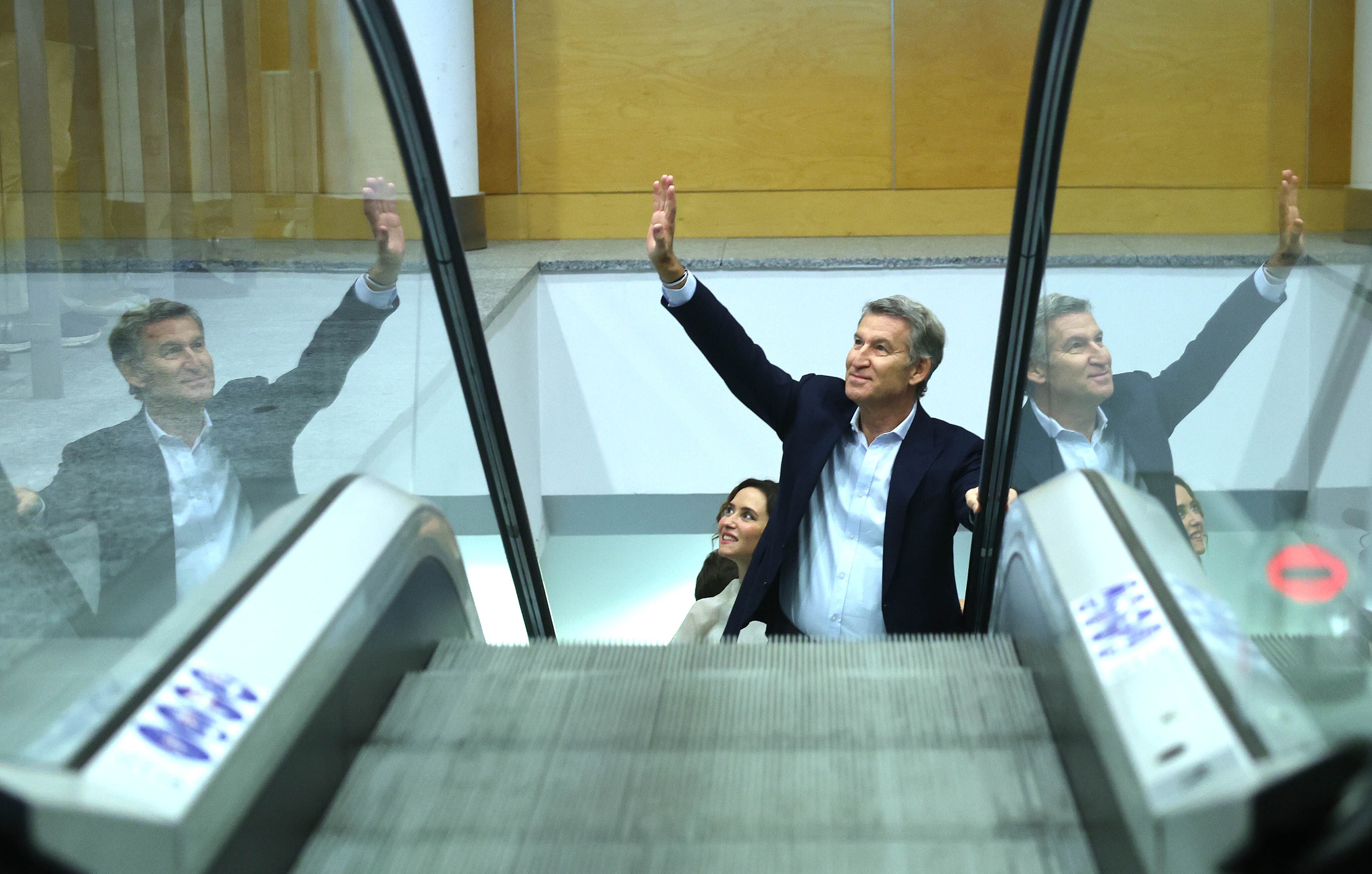 Alberto Núñez-Feijóo, el sábado en un acto en Madrid, junto a la presidenta de la Comunidad de Madrid, Isabel Díaz Ayuso.