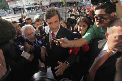 Pedro Passos Coelho, a su llegada al hotel para esperar los resultados de los comicios.