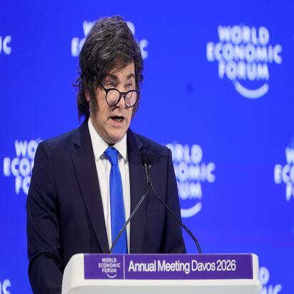 Javier Milei en la WEF, en Davos, Suiza, el 21 de enero.