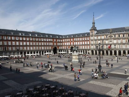 La Plaza Mayor de Madrid. 