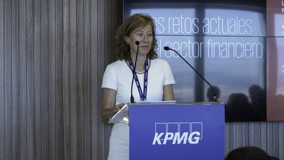 Margarita Delgado, subgobernadora del Banco de España, en las jornadas de KPMG en Madrid. 