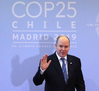 El príncipe de Mónaco, Alberto, a su llegada a la vigésimo quinta conferencia del clima de la ONU (COP25), en Madrid.
