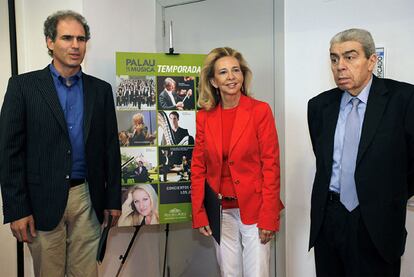 Yaron Traub, Mayrén Beneyto y Ramón Almazán, ayer en el Palau de la Música.