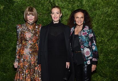 Anna Wintour, Marta Ortega y Diane von Furstenberg en laos CFDA / Vogue Fashion Fund 2019