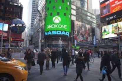 Logotipo de la consola Xbox One en la sede del Nasdaq en Nueva York.