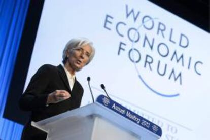 La directora gerente del Fondo Monetario Internacional (FMI), Christine Lagarde, ayer durante la sesión de apertura en el primer día de la 43 edición del Foro Económico Mundial en Davos (Suiza).