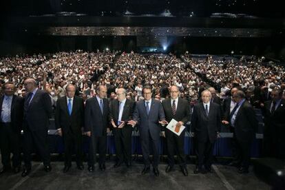 Artur Mas (al centre), amb els líders de les patronals catalanes al Centre de Convencions Internacional de Barcelona al juny del 2014.