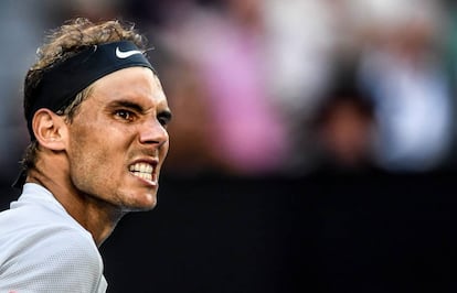 Nadal celebra un punto frente a Zverev.