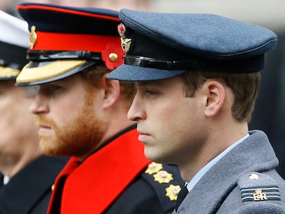 Enrique y Guillermo de Inglaterra, en noviembre de 2015 en Londres.