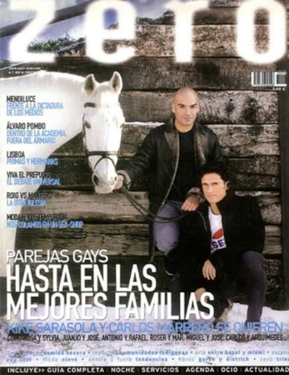 Kike Sarasola y Carlos Marrero, en la portada de febrero de 2003 de la revista 'Zero'.