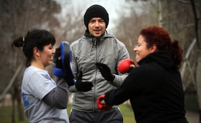 Una de las sesiones de Bootcamp en el Retiro, para hacer deporte y practicar inglés a la vez