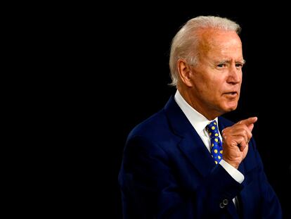 El candidato demócrata Joe Biden, durante una comparecencia en Wilmington este martes.