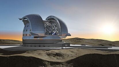 Ilustraci&oacute;n del futuro telescopio gigante europeo E-ELT, que estar&aacute; situado en el desierto de Atacama, en Chile.
 
