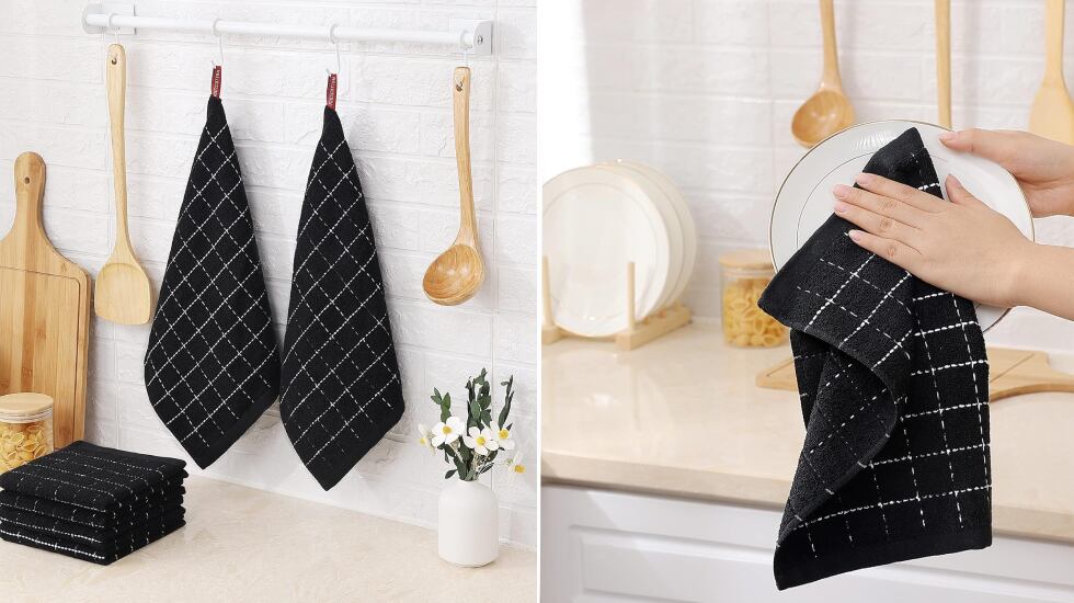 Seis paños de cocina de rizo de algodón absorbente.