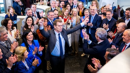 El presidente del Partido Popular, Alberto Núñez Feijóo, en la reunión del Comité Ejecutivo Nacional, este martes en la sede del PP en Madrid.