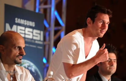 Messi, junto al empresario Guillermo Mar&iacute;n, en Panam&aacute;