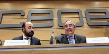 Bernardo Aguilera, director de asuntos económicos y europeos en CEOE, y Juan Rosell, Presidente de CEOE.